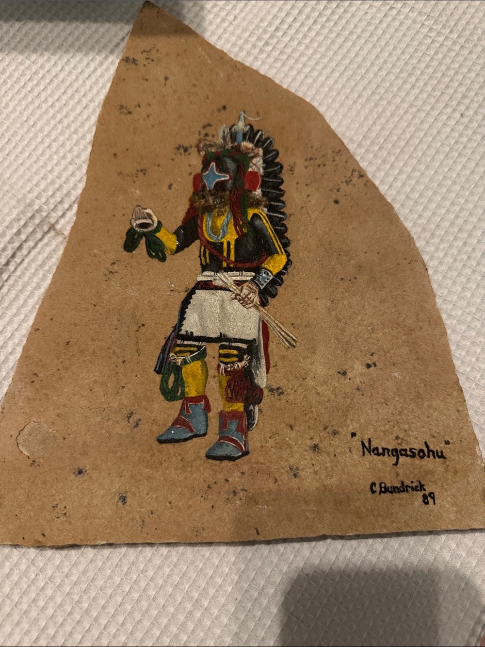 Hand-Painted Native Dancer Illustration in Vibrant Colors FLAW